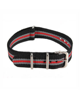 NATO NYLON BLACK GRAY RED