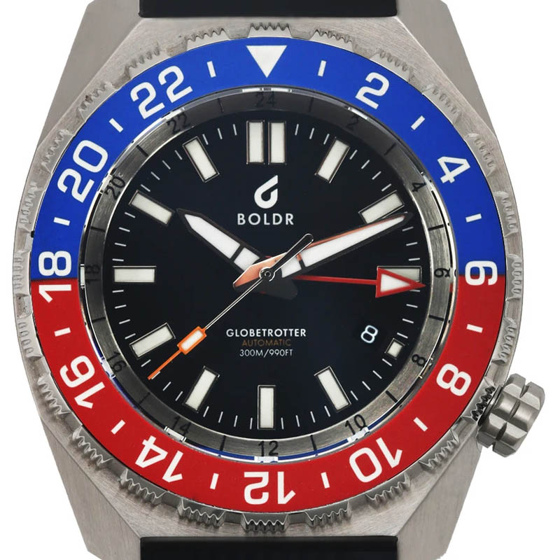 Boldr Globettroter GMT Blue Red automatic watches