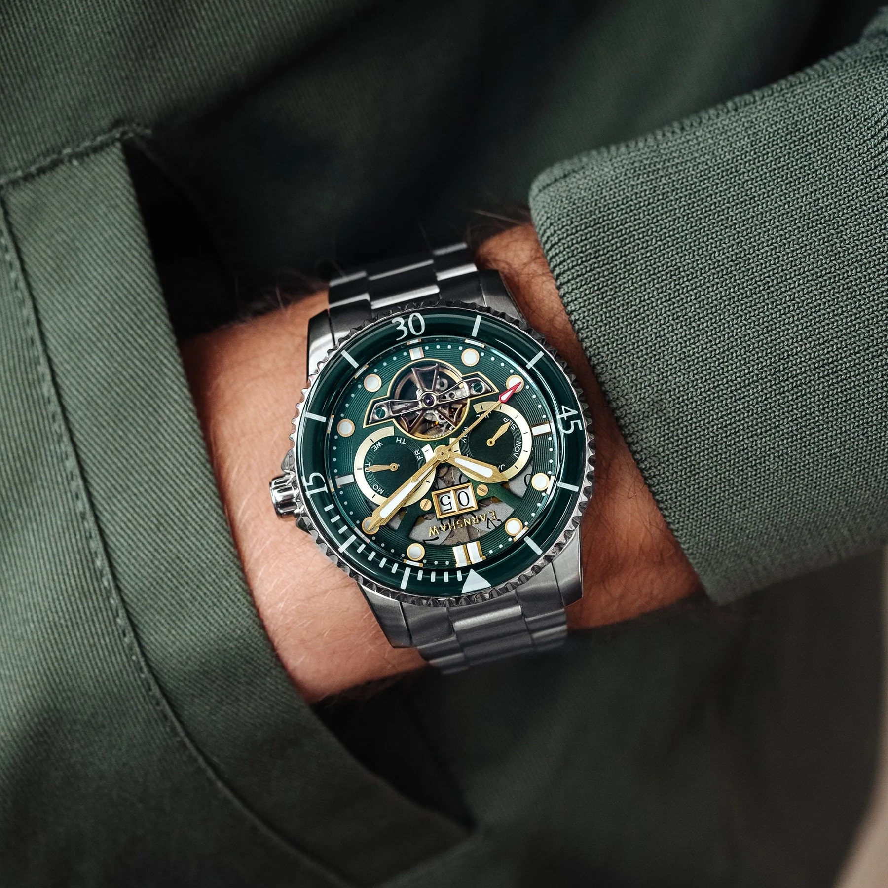 Earnshaw Duncan Open Heart Forest Green ES-8174-33 - Automatic