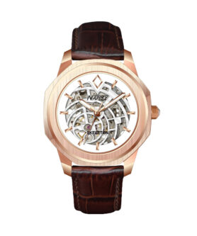NAPPEY SKELETON ROSE GOLD AND WHITE LEATHER BROWN