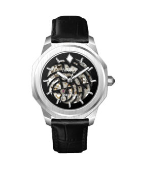 NAPPEY SKELETON SILVER AND BLACK LEATHER BLACK