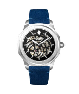NAPPEY SKELETON SILVER AND BLACK SUEDE BLUE