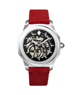 NAPPEY SKELETON SILVER AND BLACK SUEDE RED