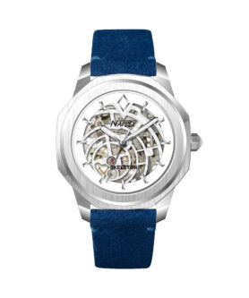 NAPPEY SKELETON SILVER AND WHITE SUEDE BLUE
