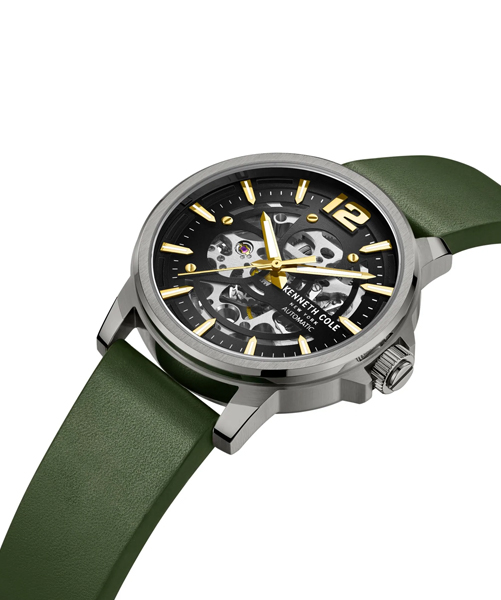 【2025春夏新作】 Kenneth KCWGE2220501 - 44MM Green Skeleton Watch Automatic Cole メンズウェア