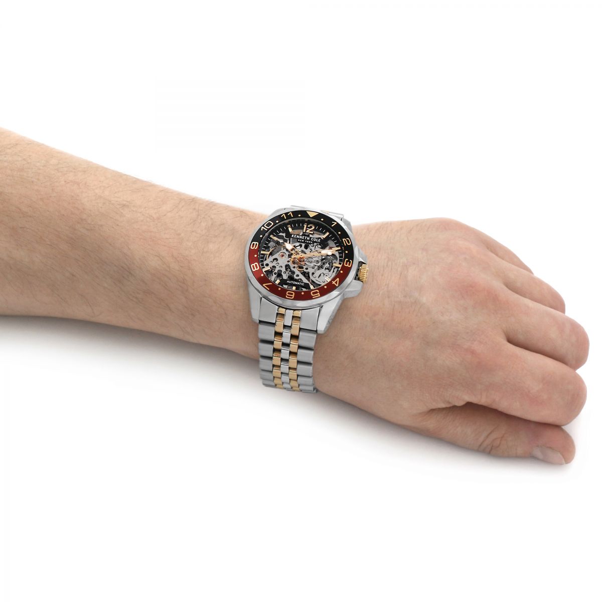 Kenneth cole automatic watch skeleton black - red 43mm