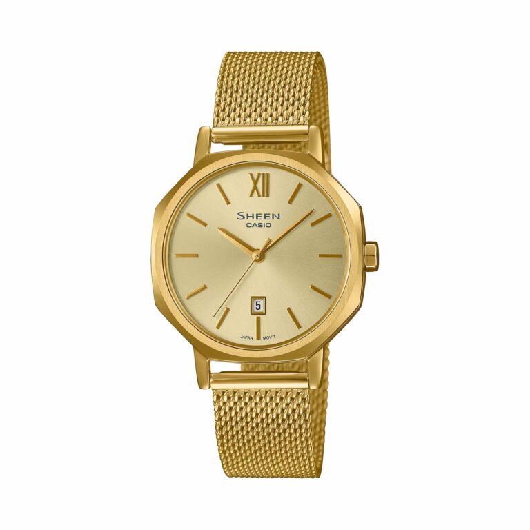 Casio gold mesh watch outlet