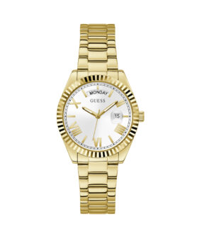 GUESS ANALOG YELLOW GOLD WHITE DIAL