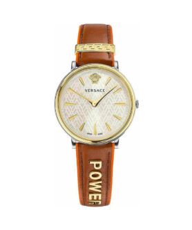 VERSACE ANALOG BROWN LEATHER