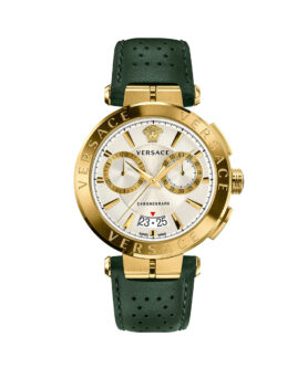 VERSACE CHRONOGRAPH BOTTLE GREEN LEATHER