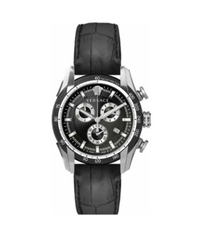 VERSACE BLACK LEATHER CHRONOGRAPH