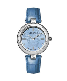 VERSACE ANALOG LEATHER TURQUOISE
