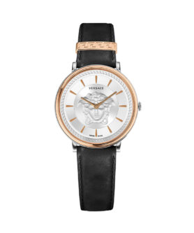 VERSACE ANALOG BLACK LEATHER