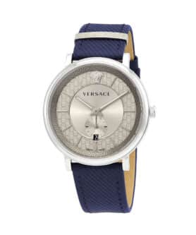 VERSACE ANALOG BLUE LEATHER MEN