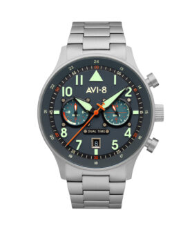 AVI-8 WATCH HAWKER HURRICANE DUAL TIME CAREY BLUE DIAL