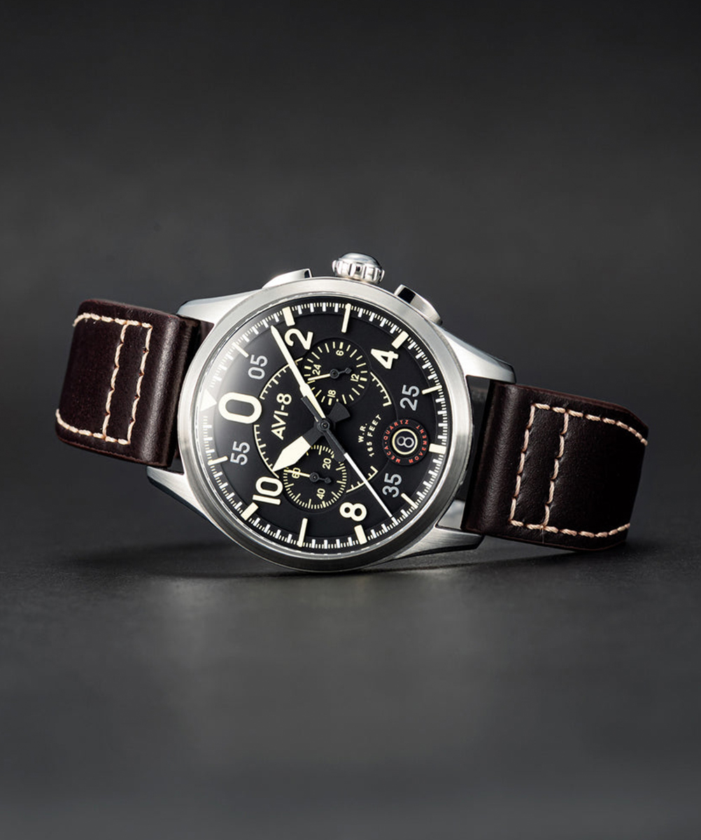 AVI-8 Watch Spitfire Lock Midnight Oak Chronograph Brown AV