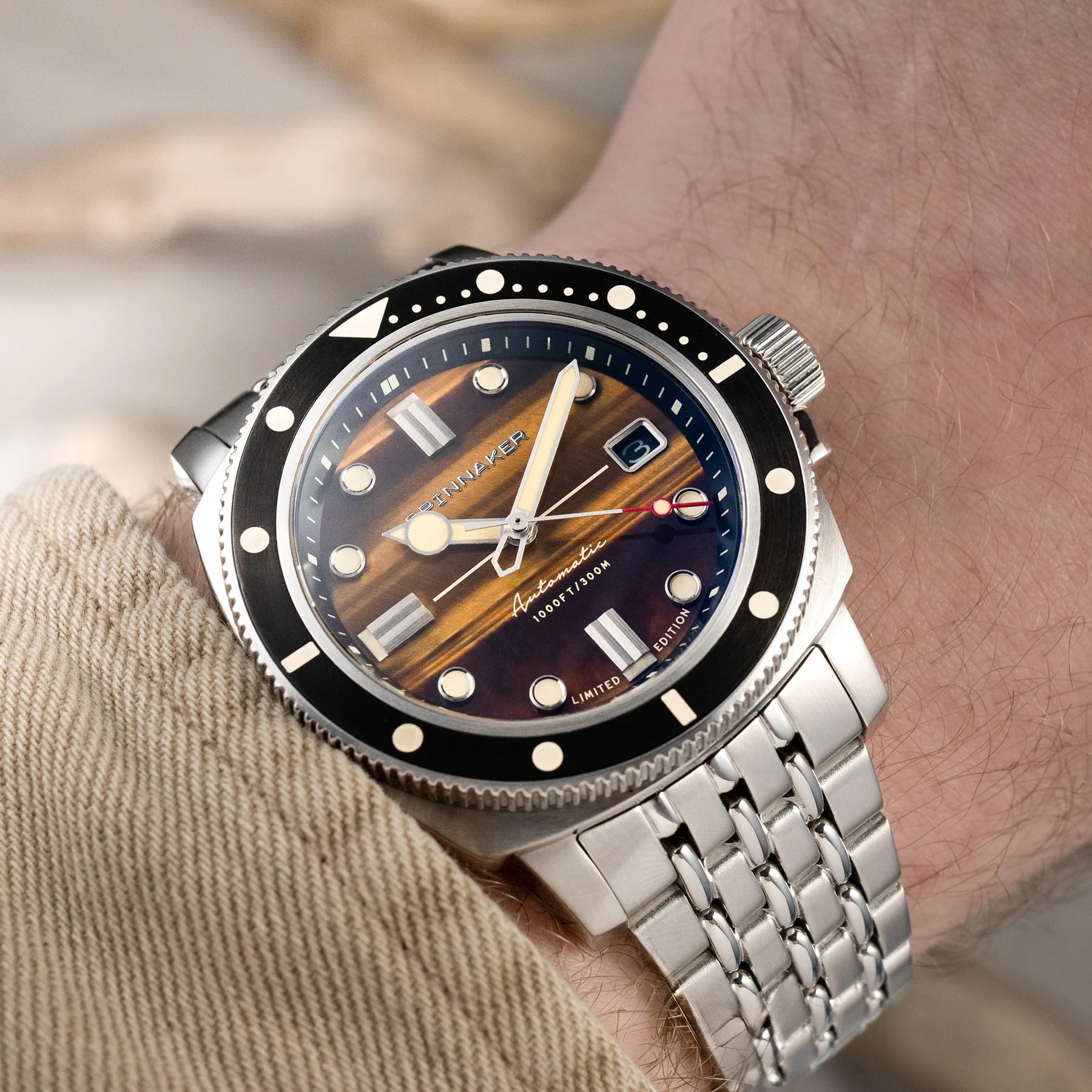 Spinnaker Hull Commander Automatic Lapidary Tiger Eye