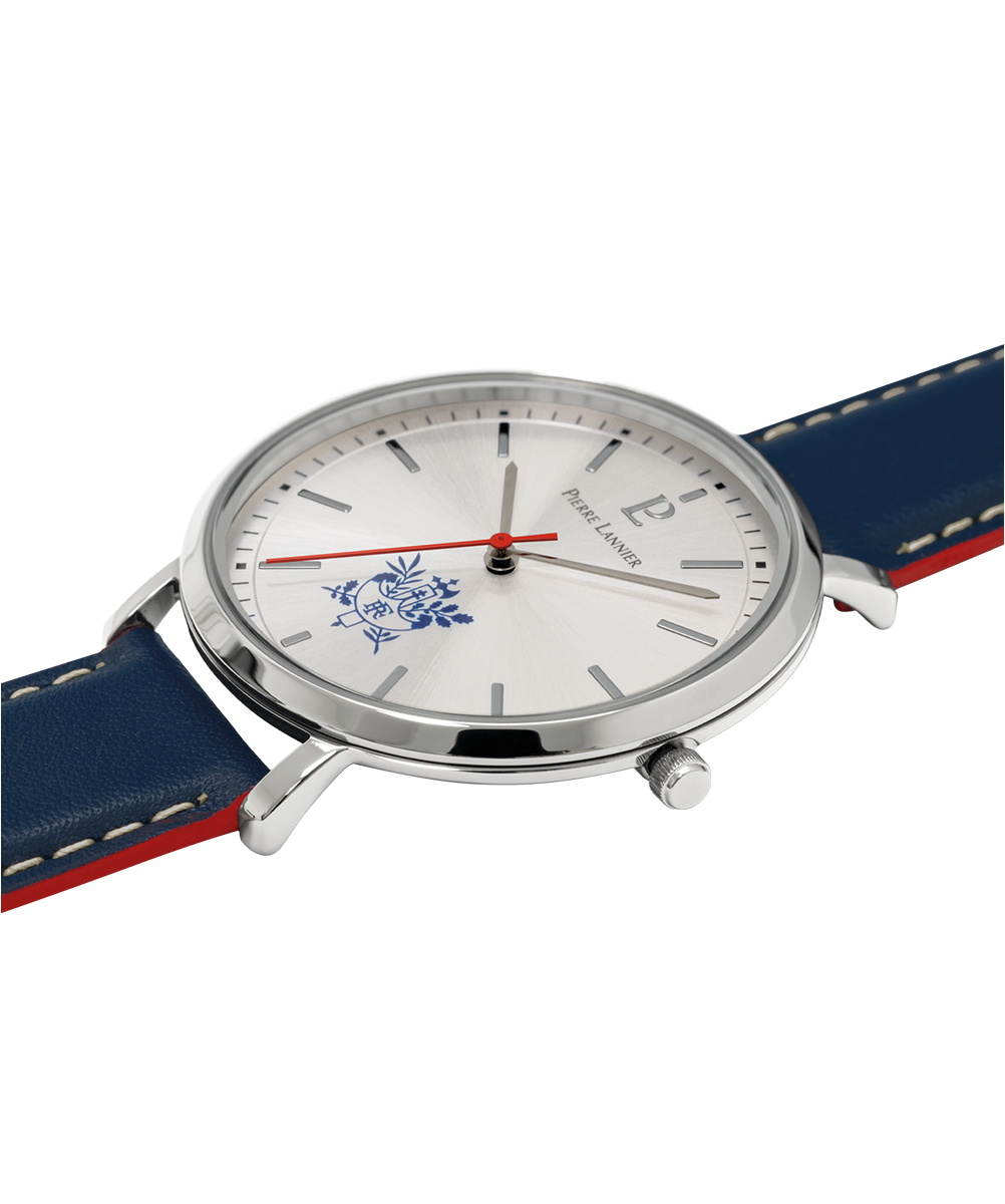 Pierre Lannier Élysée Watch Silver Dial Blue Leather 454D126 
