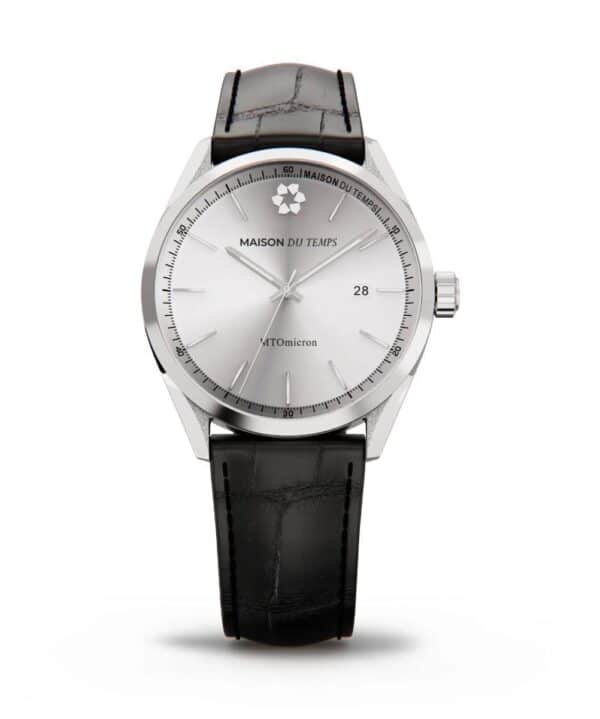 Maison du temps Watch MTOMICRON ARGENT CUIR NOIR